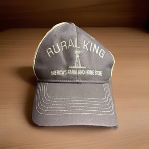 Rural King Trucker Hat Gray Strapback Vintage Soft Windmill Logo Farm Distressed